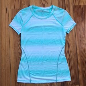 Athleta mint ombré stripe contrast stitch Tee